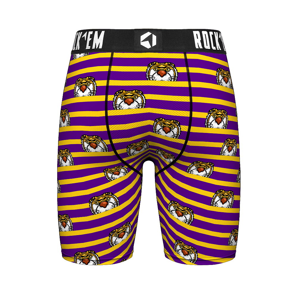 LSU Tigers - Boxer Briefs - Peek-A-Boo Stripes - Rock 'Em Socks