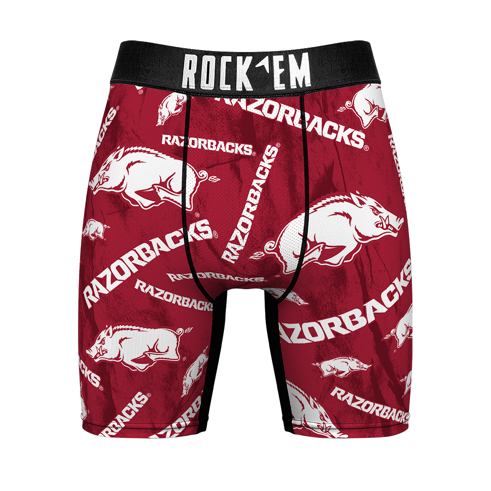 Arkansas Razorbacks - Boxer Briefs - Logo All-Over - Rock 'Em Socks
