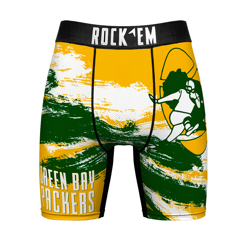 Green Bay Packers Rock 'Em Boxer Briefs Logo AllOver Rock 'Em Socks
