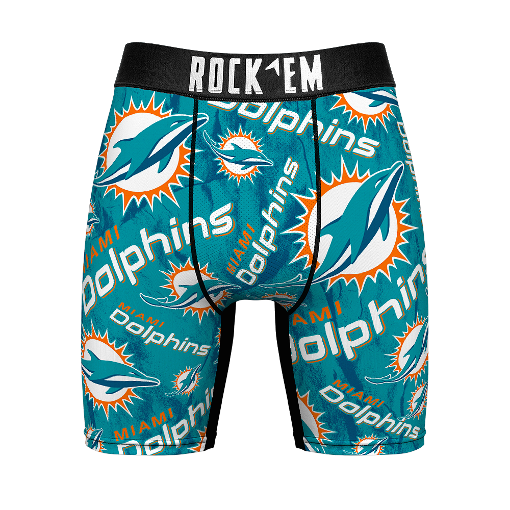 Miami Dolphins - Rock 'Em Boxer Briefs - Logo All-Over Underwear - Rock 'Em Socks 2XL Miami Dolphins - Rock 'Em Boxer Briefs - Logo All-Over Underwear - Rock 'Em Socks 2XL