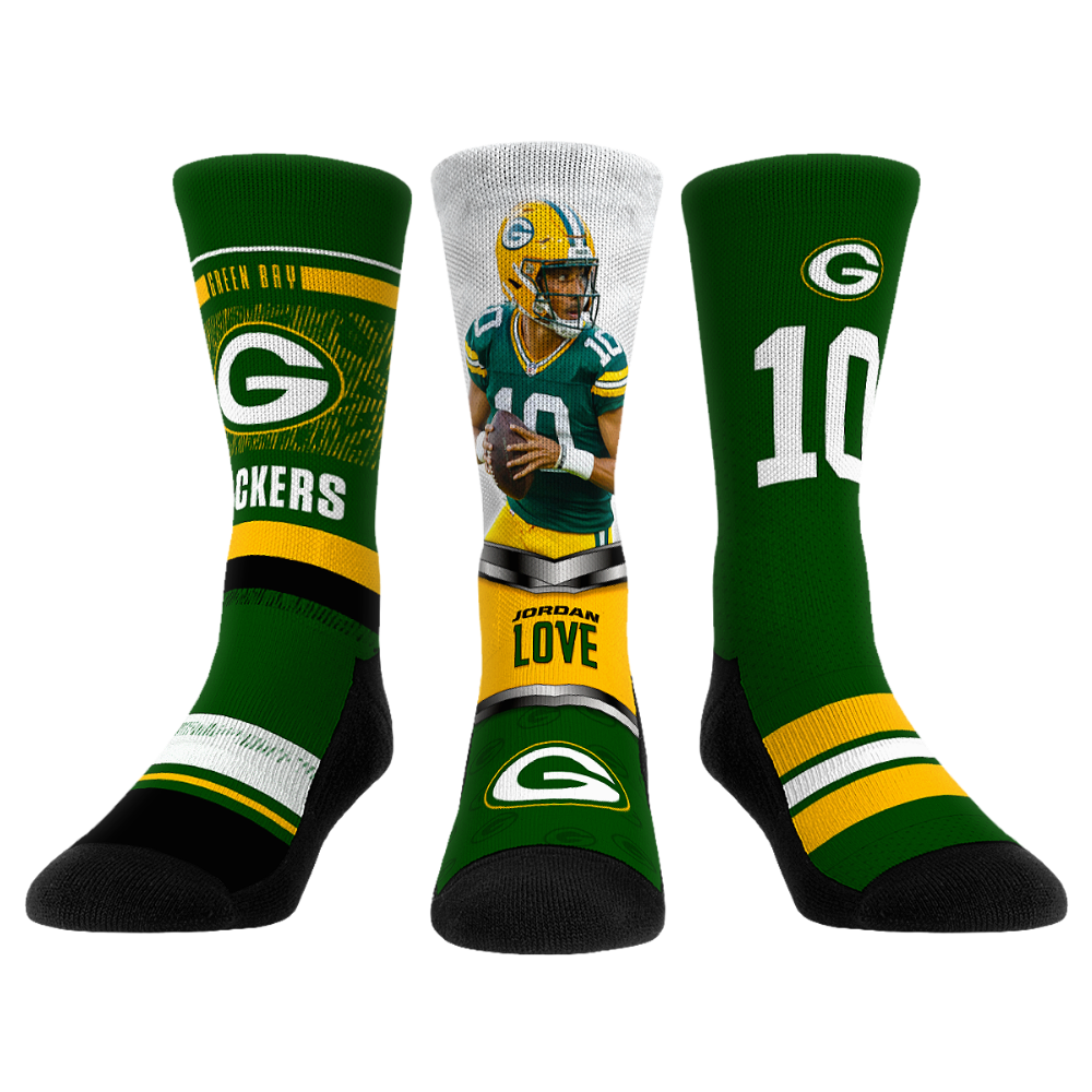 Jordan Love Socks Green Bay Packers Socks Rock 'Em Socks NFL