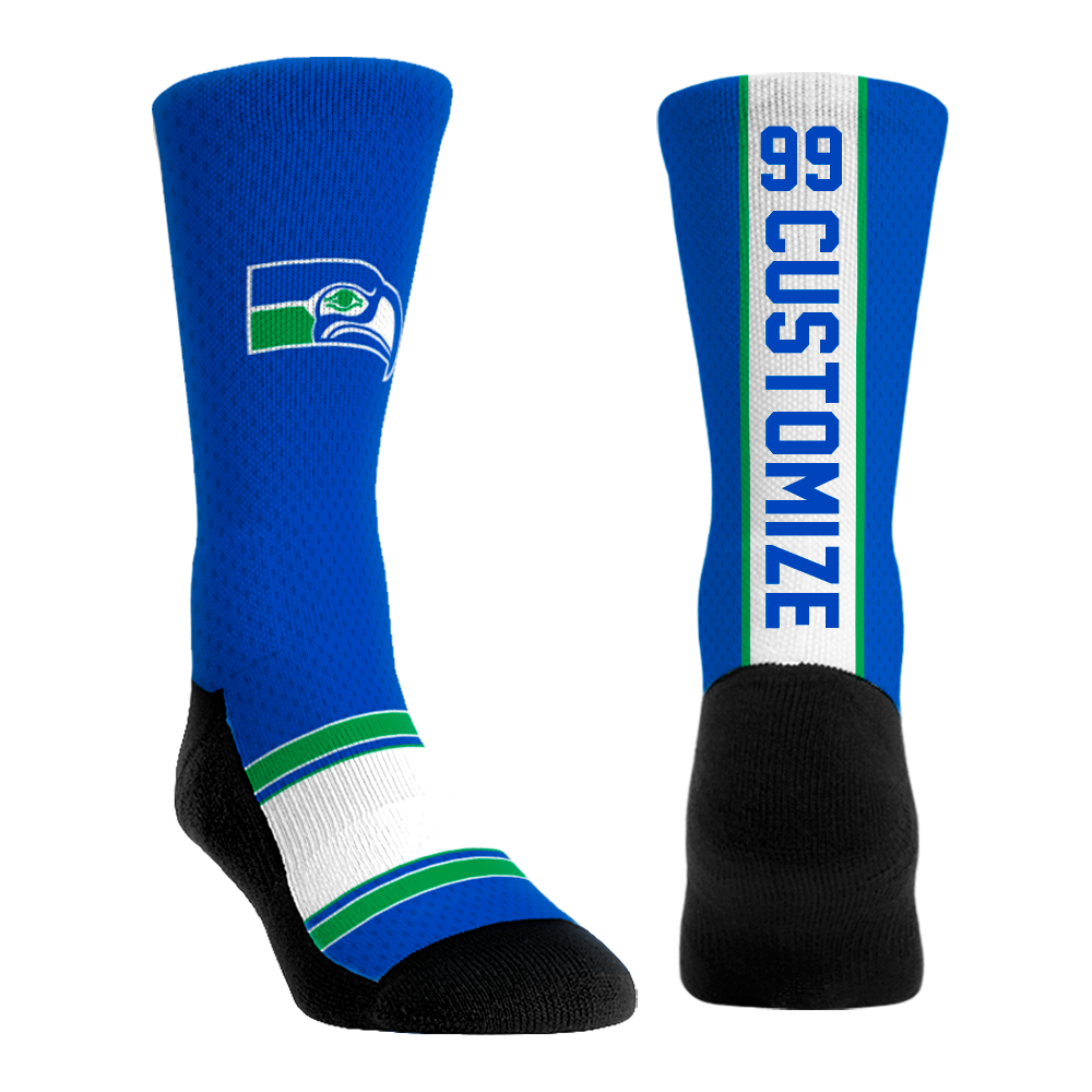 Seattle Seahawks | Throwback Custom Jersey | Youth | Royal Blue | Rock 'Em Socks