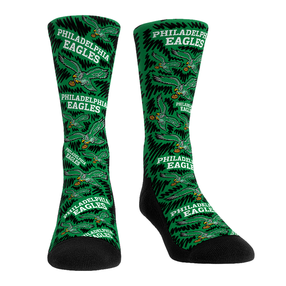 Philadelphia Eagles Socks Throwback Logo Sketch NFL Socks Rock