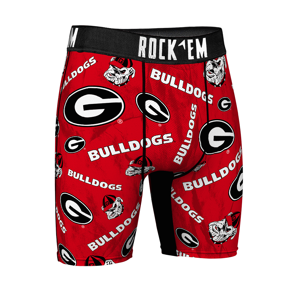 Georgia Bulldogs Boxer Briefs Logo All Over Rock Em Socks