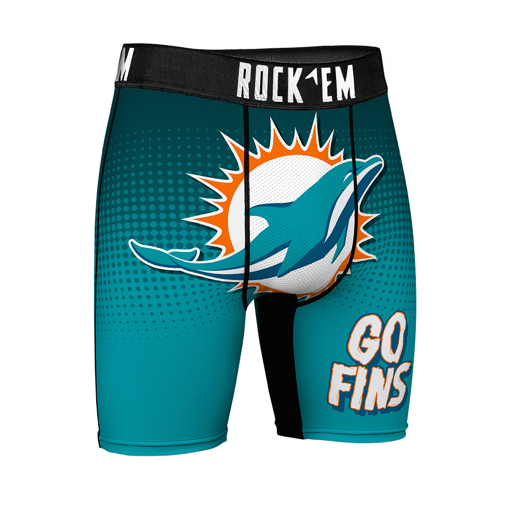 Miami Dolphins - Rock 'Em Boxer Briefs - Slogan Underwear - Rock 'Em Socks