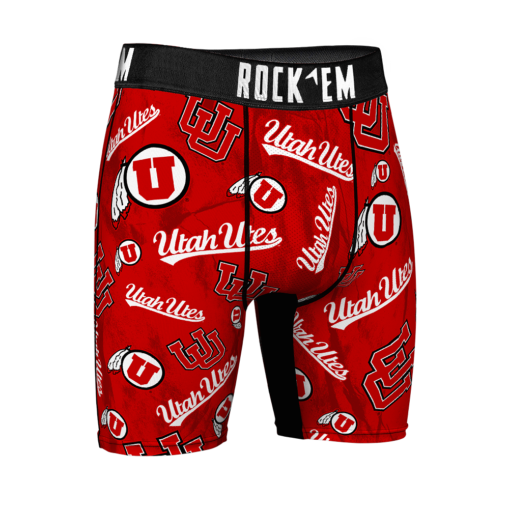 Utah Utes - Boxer Briefs - Logo All-Over - Rock 'Em Socks