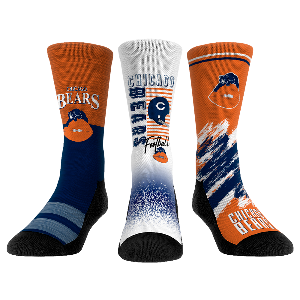 Chicago Bears | Retro Throwback 3-Pack | Yth (sz 2-5.5) | Rock 'Em Socks