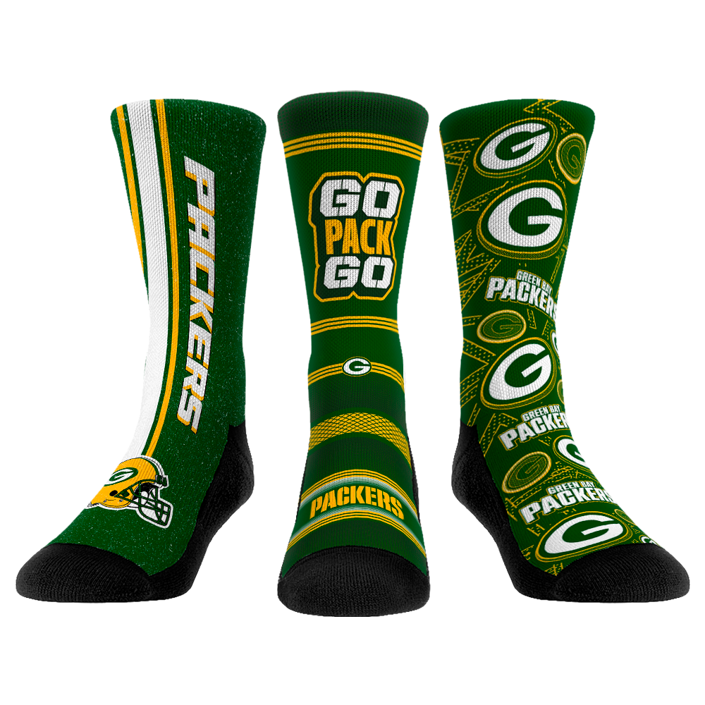 Rock Em Socks Green Bay Packers Logo Sketch Crew Socks