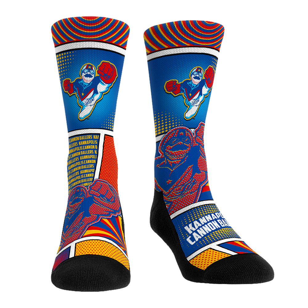 Kannapolis Cannon Ballers Socks Comic Strip MiLB Rock 'Em Socks