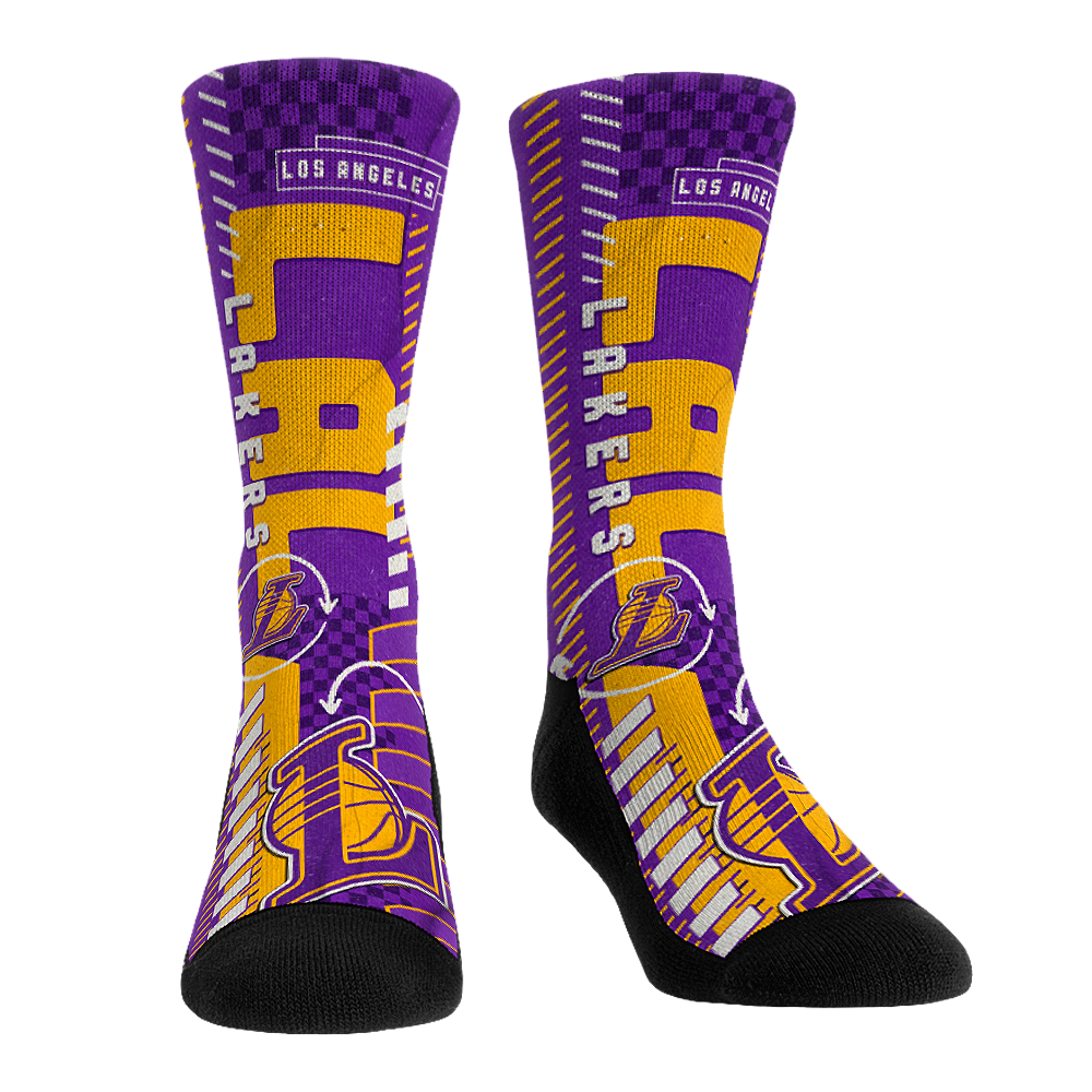 Los Angeles Lakers Socks Distressed Geometric NBA Socks Rock 'Em