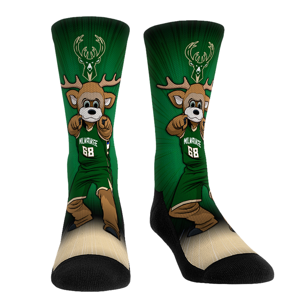 Milwaukee Bucks Socks Mascot Socks NBA Socks Rock 'Em Socks