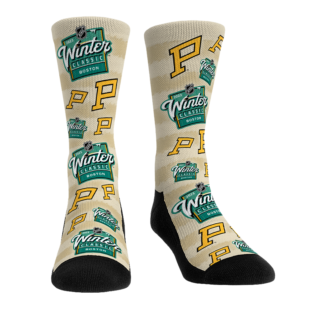 Boston Bruins Rock Em Socks Youth Allover Logo & Paint Crew Socks