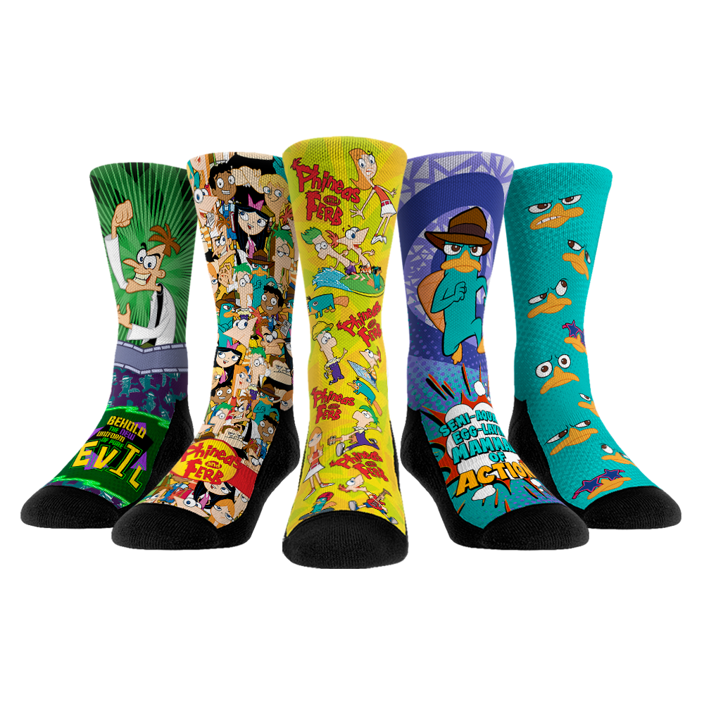 Phineas and Ferb Socks 5Pack Rock 'Em Socks Disney Socks