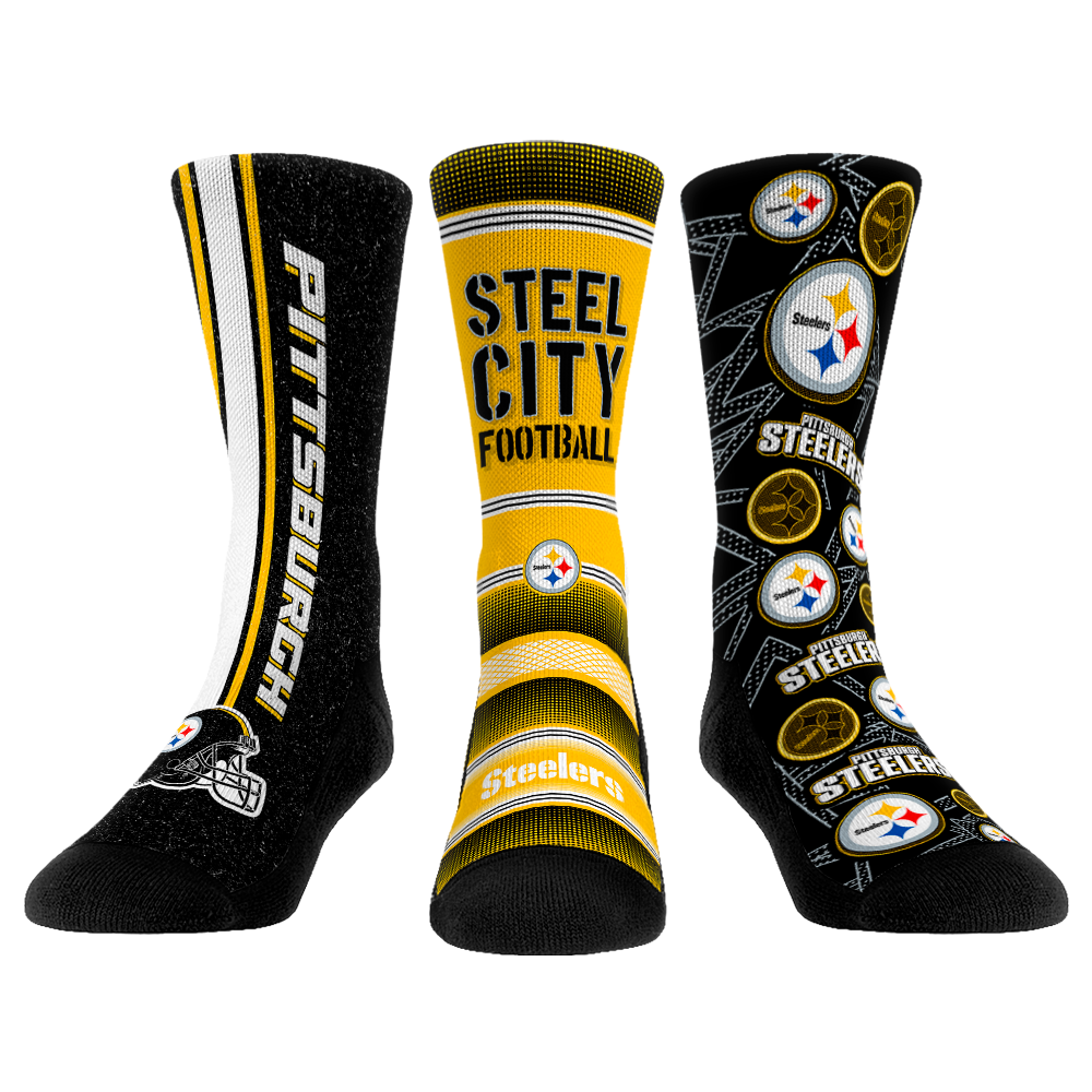 Pittsburgh Steelers Rock Em Socks Unisex Disney Three-Pack Crew