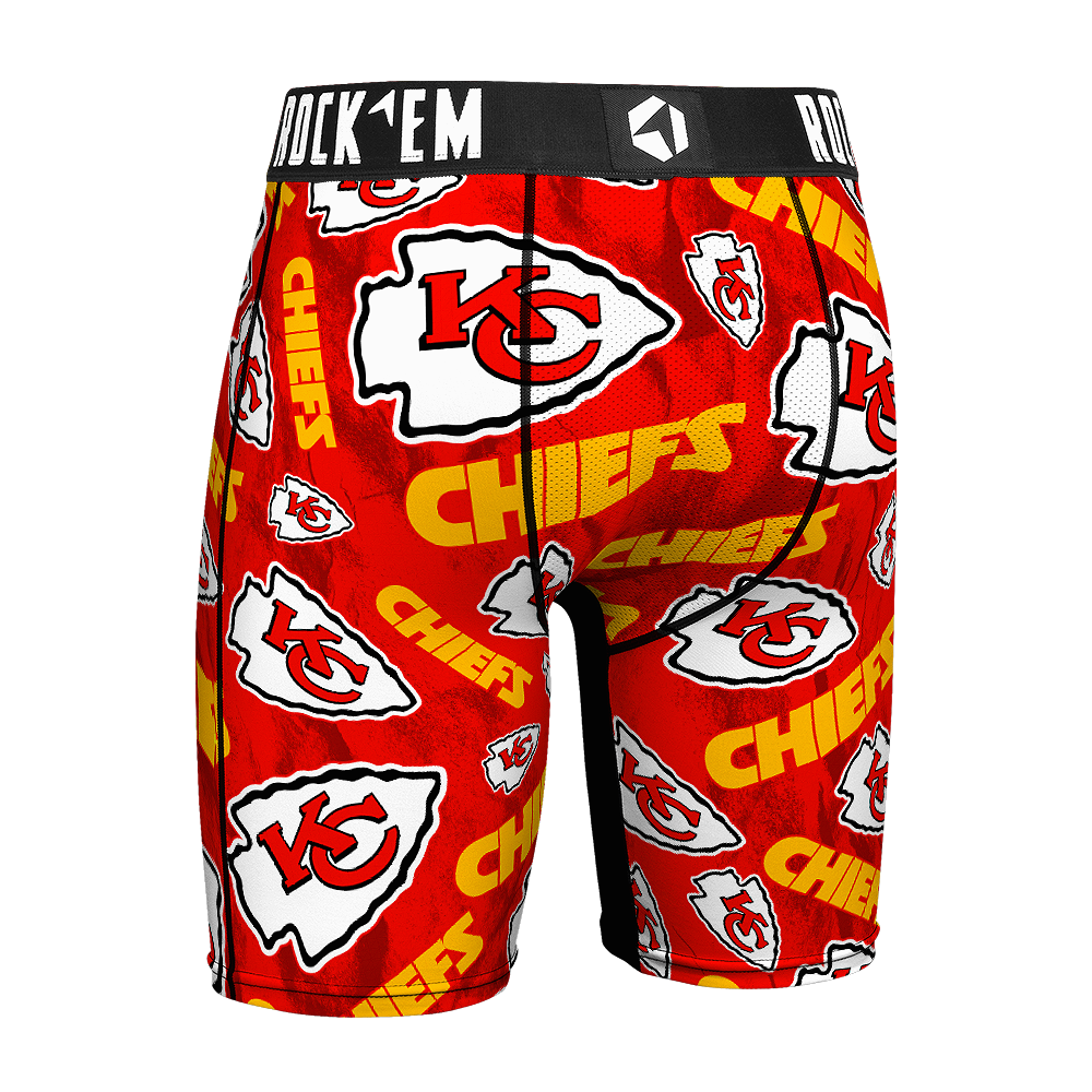 Kansas City Chiefs Rock 'Em Boxer Briefs Logo AllOver Underwear