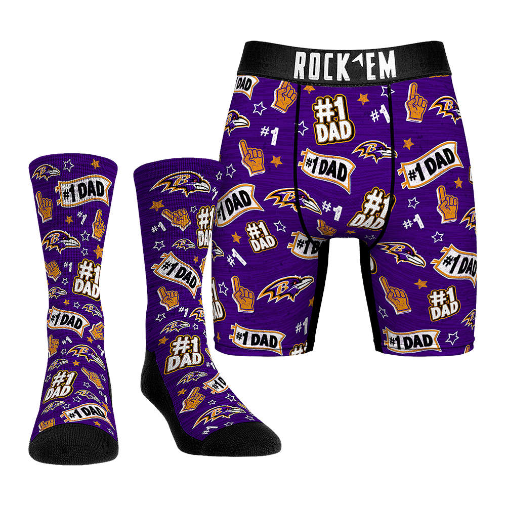 Boxer Briefs - Baltimore Ravens - #1 Dad (Socks & Boxers Combo) - {{variant_title}}