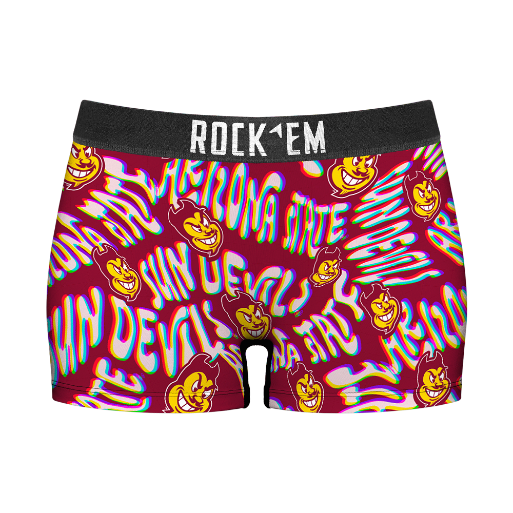 Arizona State Sun Devils - Women's Boy Shorts - Twisted Wordmark - Rock ...