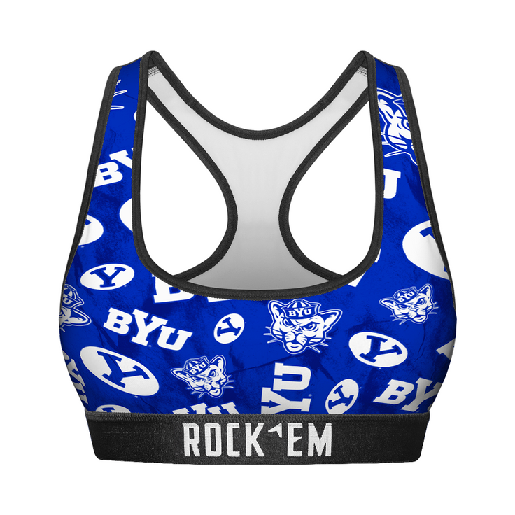 Women's Sports Bra - BYU Cougars - Logo All-Over - {{variant_title}}