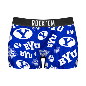 Women's Boy Shorts - BYU Cougars - Logo All-Over