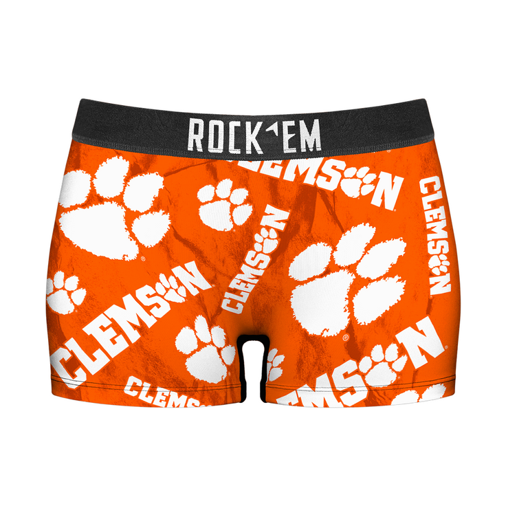 Women's Boy Shorts - Clemson Tigers - Logo All-Over - {{variant_title}}