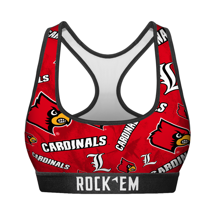 Women's Sports Bra - Louisville Cardinals - Logo All-Over - {{variant_title}}