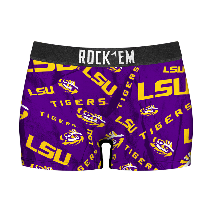 Women's Boy Shorts - LSU Tigers - Logo All-Over - {{variant_title}}