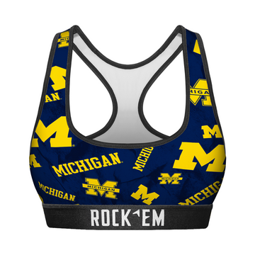 Women's Sports Bra - Michigan Wolverines - Logo All-Over