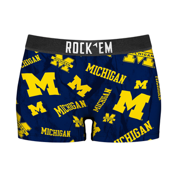 Women's Boy Shorts - Michigan Wolverines - Logo All-Over