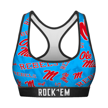 Women's Sports Bra - Ole Miss Rebels - Logo All-Over