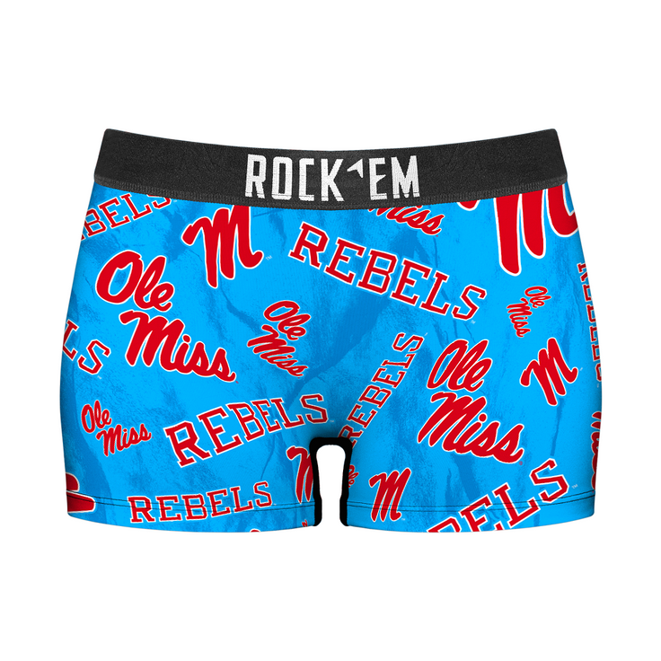 Women's Boy Shorts - Ole Miss Rebels - Logo All-Over - {{variant_title}}