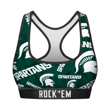 Women's Sports Bra - Michigan State Spartans - Logo All-Over