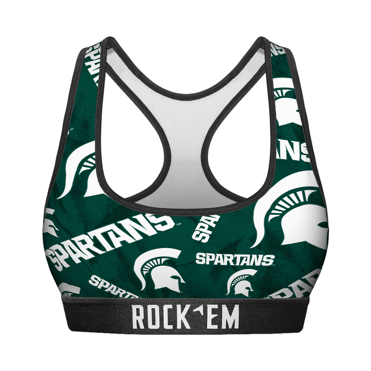 Women's Sports Bra - Michigan State Spartans - Logo All-Over - {{variant_title}}