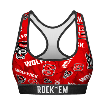 Women's Sports Bra - NC State Wolfpack - Logo All-Over