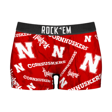 Women's Boy Shorts - Nebraska Huskers - Logo All-Over
