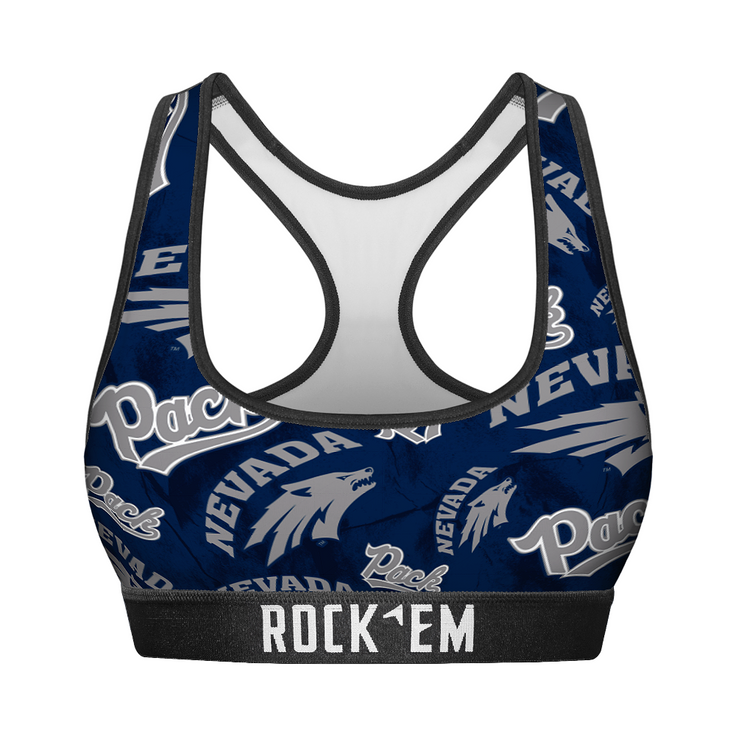 Women's Sports Bra - Nevada Wolf Pack - Logo All-Over - {{variant_title}}