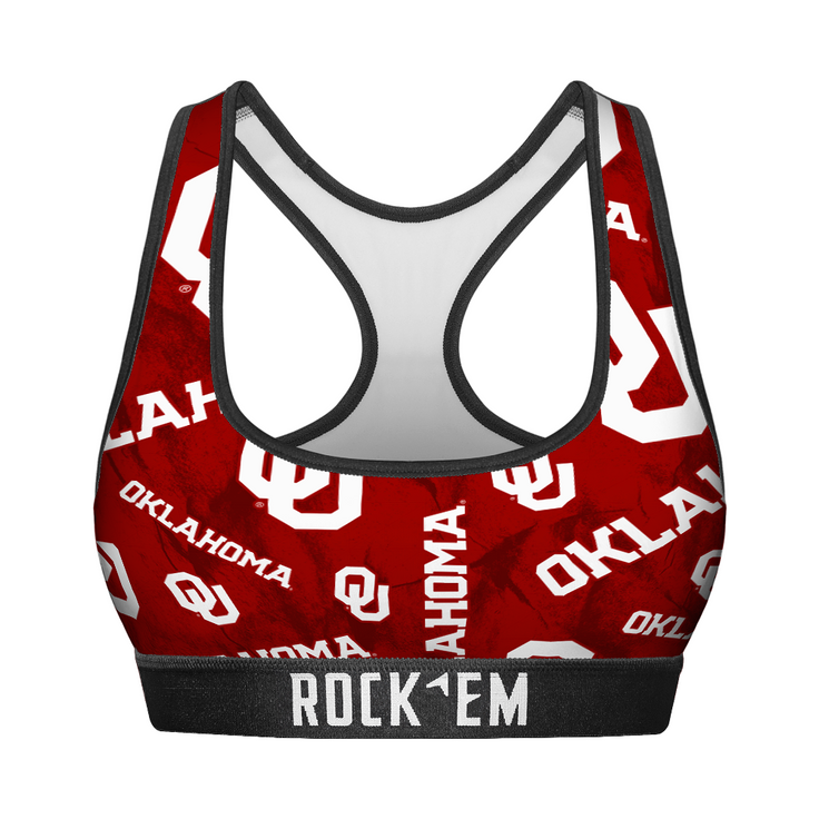 Women's Sports Bra - Oklahoma Sooners - Logo All-Over - {{variant_title}}