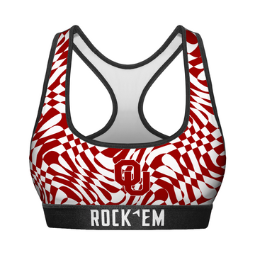 Women's Sports Bra - Oklahoma Sooners - Wavy Checkers