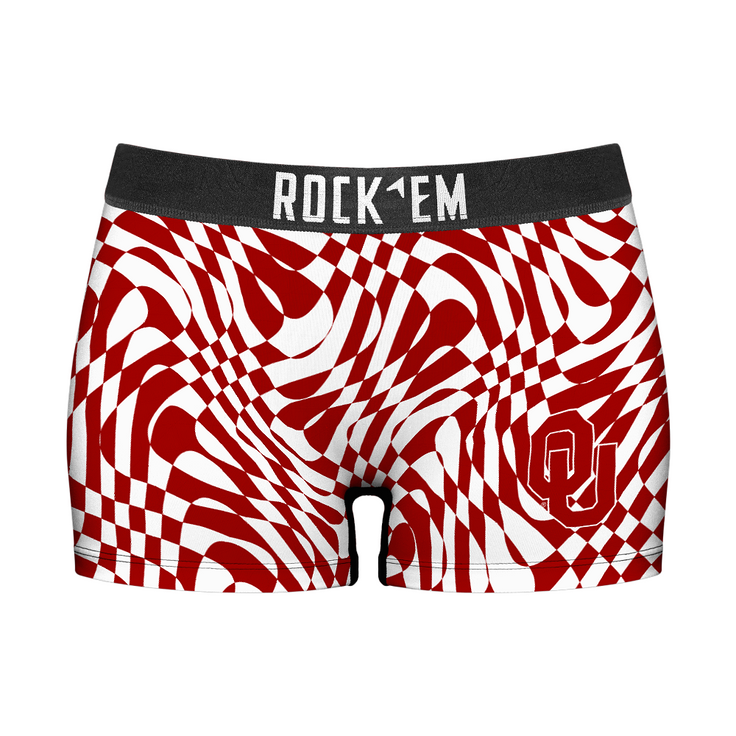 Women's Boy Shorts - Oklahoma Sooners - Wavy Checkers - {{variant_title}}