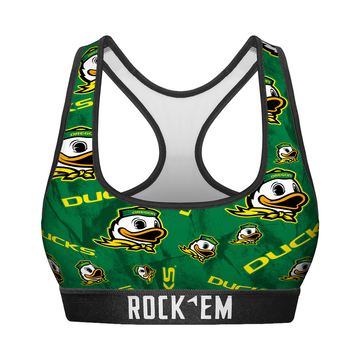 Women's Sports Bra - Oregon Ducks - Logo All-Over