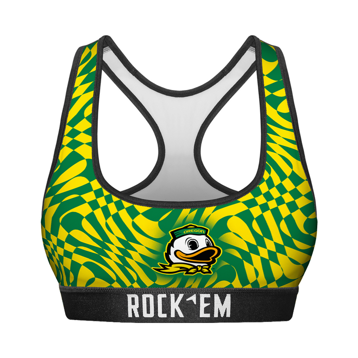 Women's Sports Bra - Oregon Ducks - Wavy Checkers - {{variant_title}}