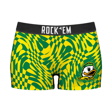 Women's Boy Shorts - Oregon Ducks - Wavy Checkers