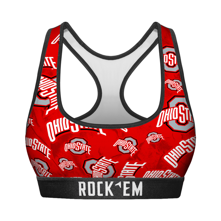 Women's Sports Bra - Ohio State Buckeyes - Logo All-Over - {{variant_title}}