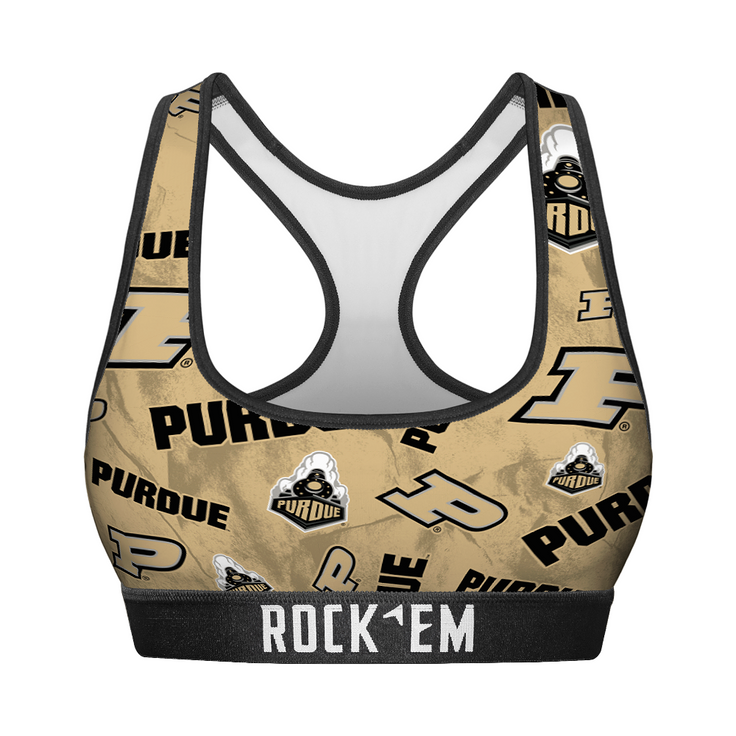 Women's Sports Bra - Purdue Boilermakers - Logo All-Over - {{variant_title}}