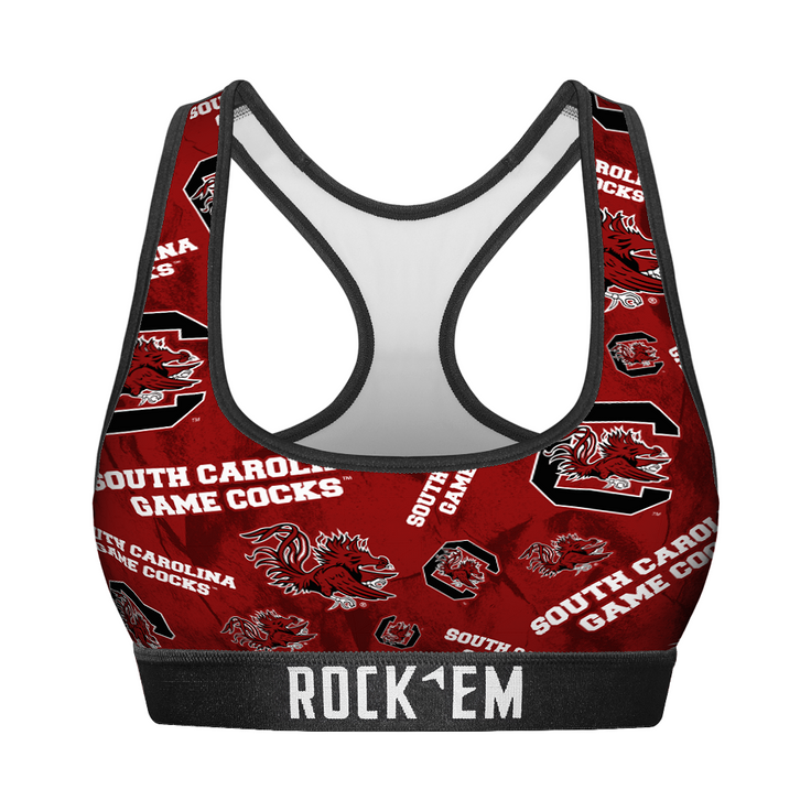 Women's Sports Bra - South Carolina Gamecocks - Logo All-Over - {{variant_title}}