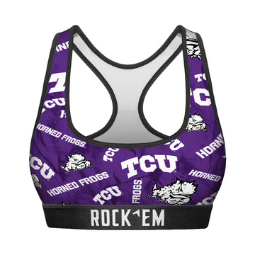Women's Sports Bra - TCU Horned Frogs - Logo All-Over