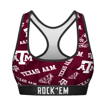 Women's Sports Bra - Texas A&M Aggies - Logo All-Over