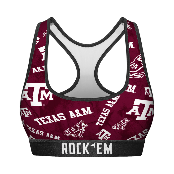 Women's Sports Bra - Texas A&M Aggies - Logo All-Over - {{variant_title}}