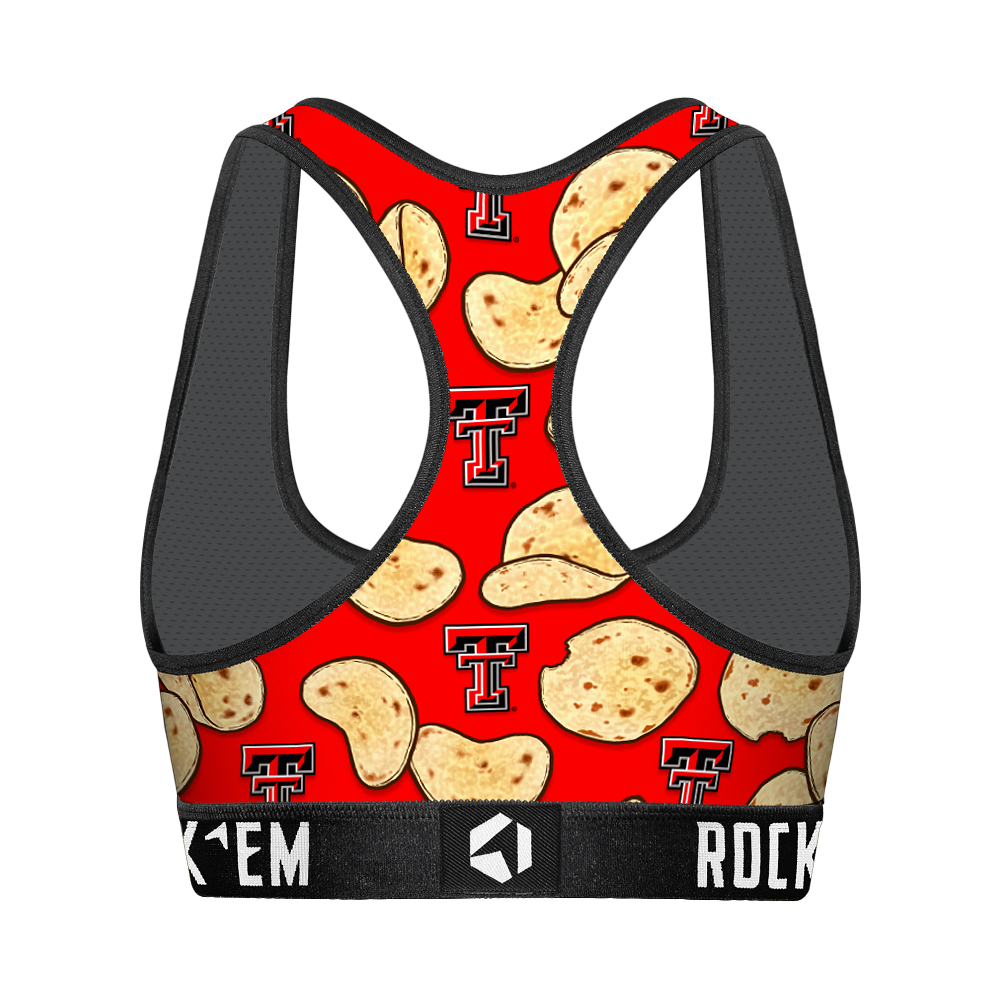 Texas Tech Red Raiders - Women's Sports Bra - Tortillas All-Over - Rock ...