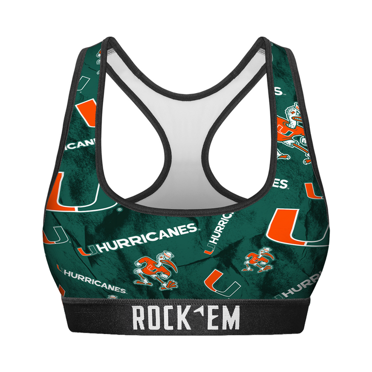 Women's Sports Bra - Miami Hurricanes - Logo All-Over - {{variant_title}}