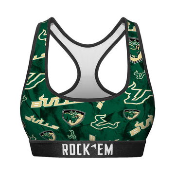 Women's Sports Bra - USF Bulls - Logo All-Over